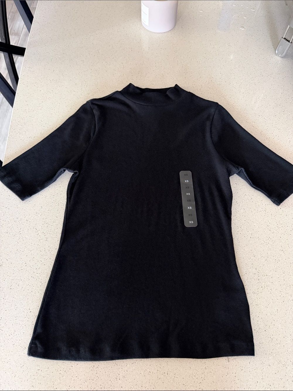 NWT Gap Mock Neck Black Cotton Modal Short Sleeves XS Classic